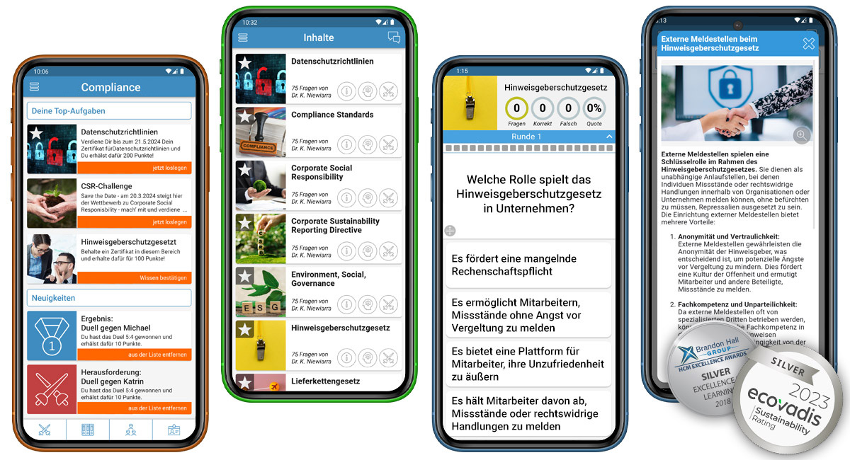 Screenshots der Fresh Compliance MLS -App - So macht Compliance Spaß